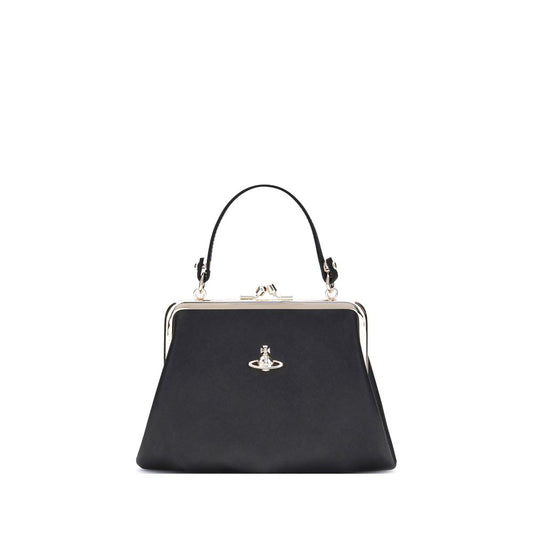 Vivienne Westwood Black Granny Frame Faux Leather Handbag