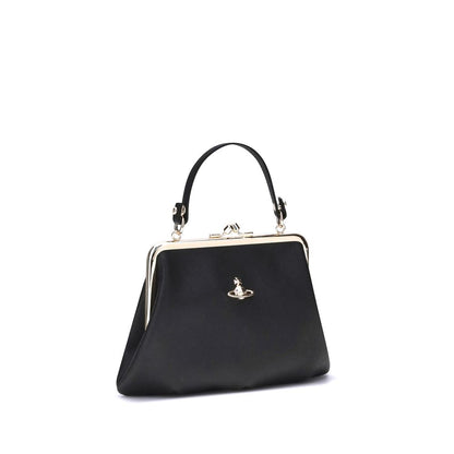 Vivienne Westwood Black Granny Frame Faux Leather Handbag