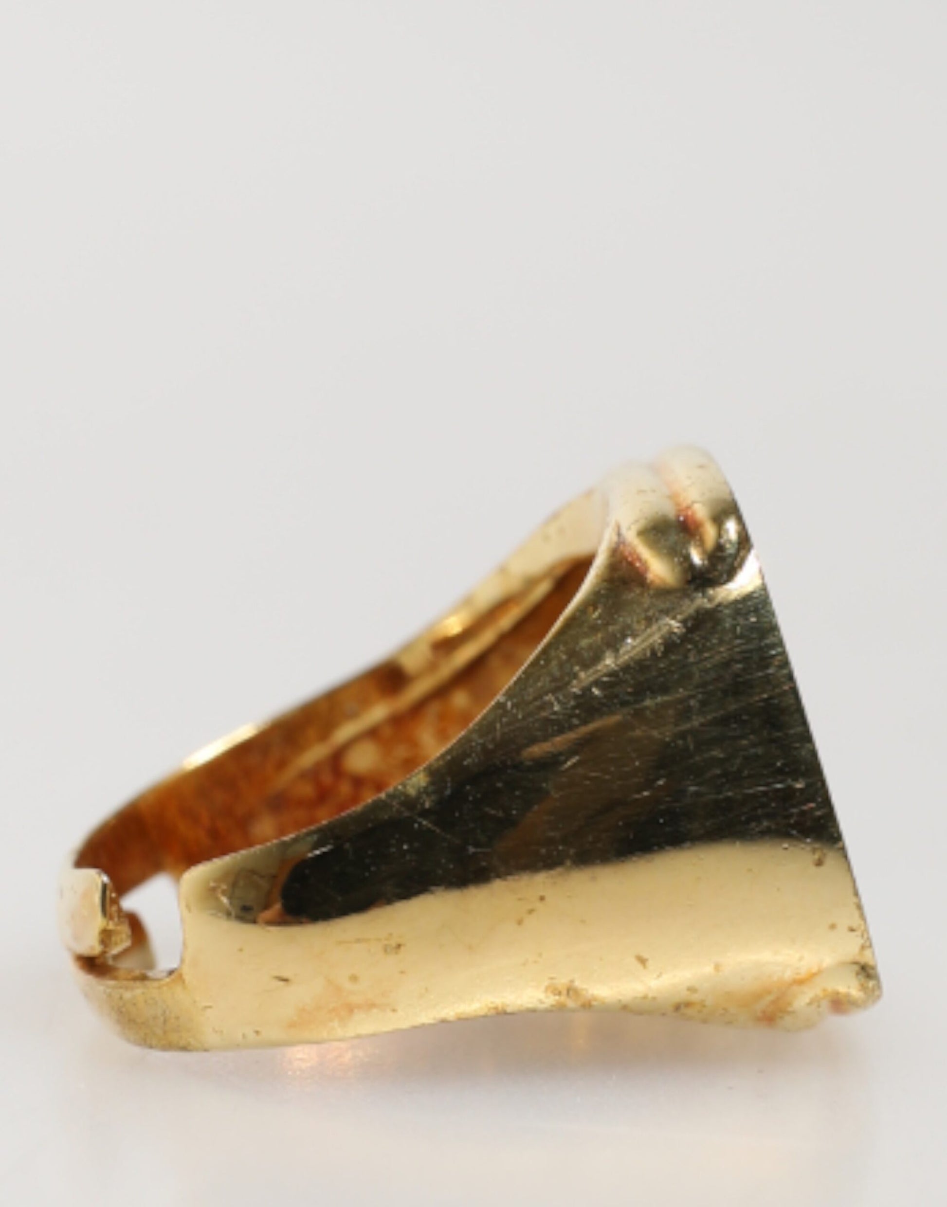 Dolce & Gabbana Gold-Tone Real Brass Black Enamel "J" Adjustable Ring