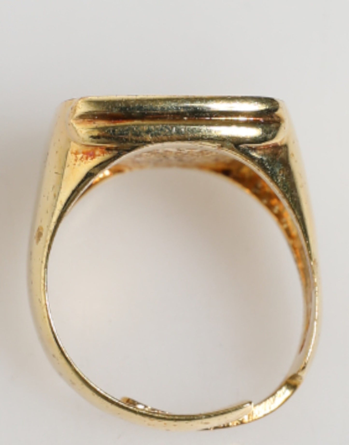 Dolce & Gabbana Gold-Tone Real Brass Black Enamel "J" Adjustable Ring