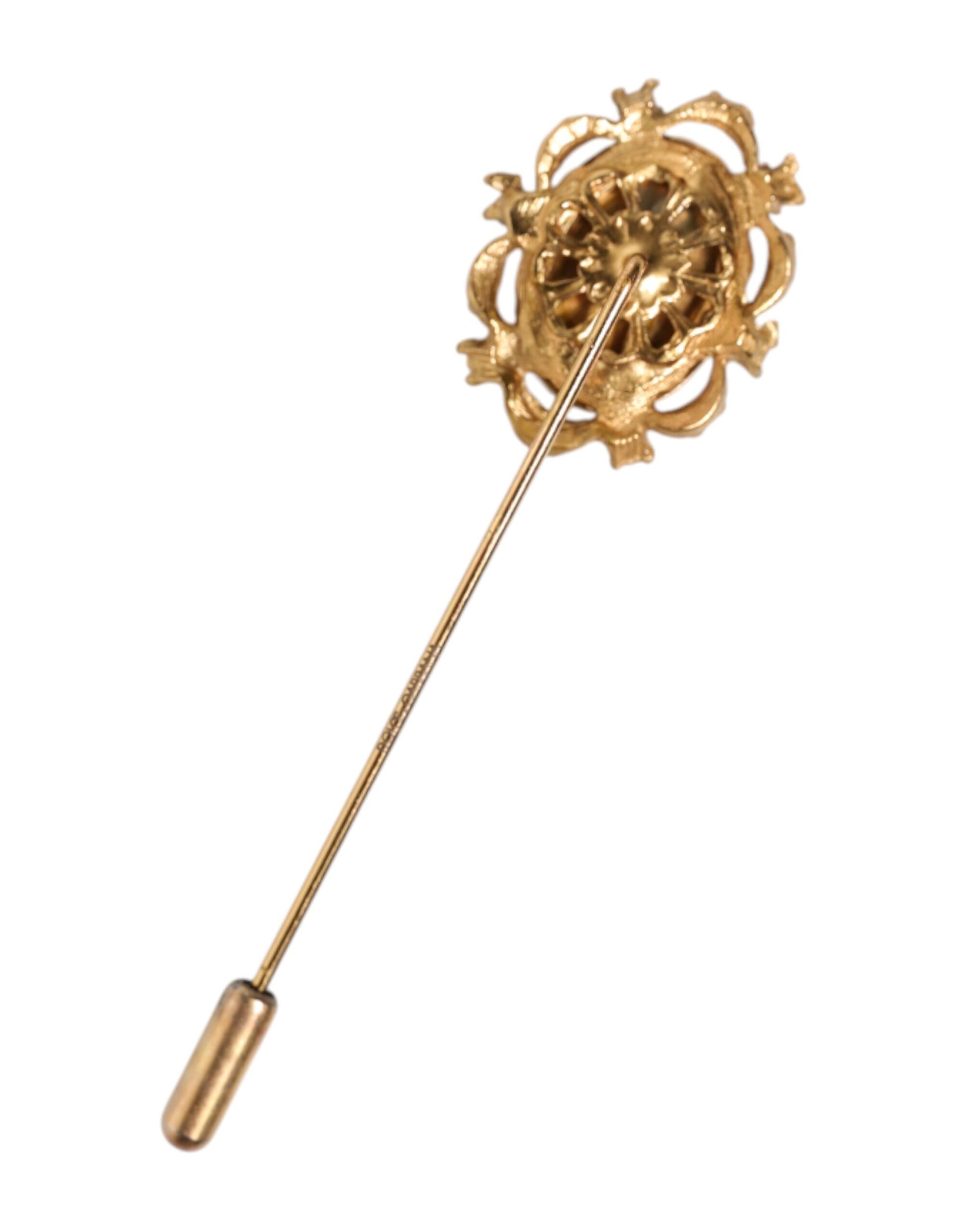 Dolce & Gabbana Gold Tone Green Stone Antique Brooch Pin