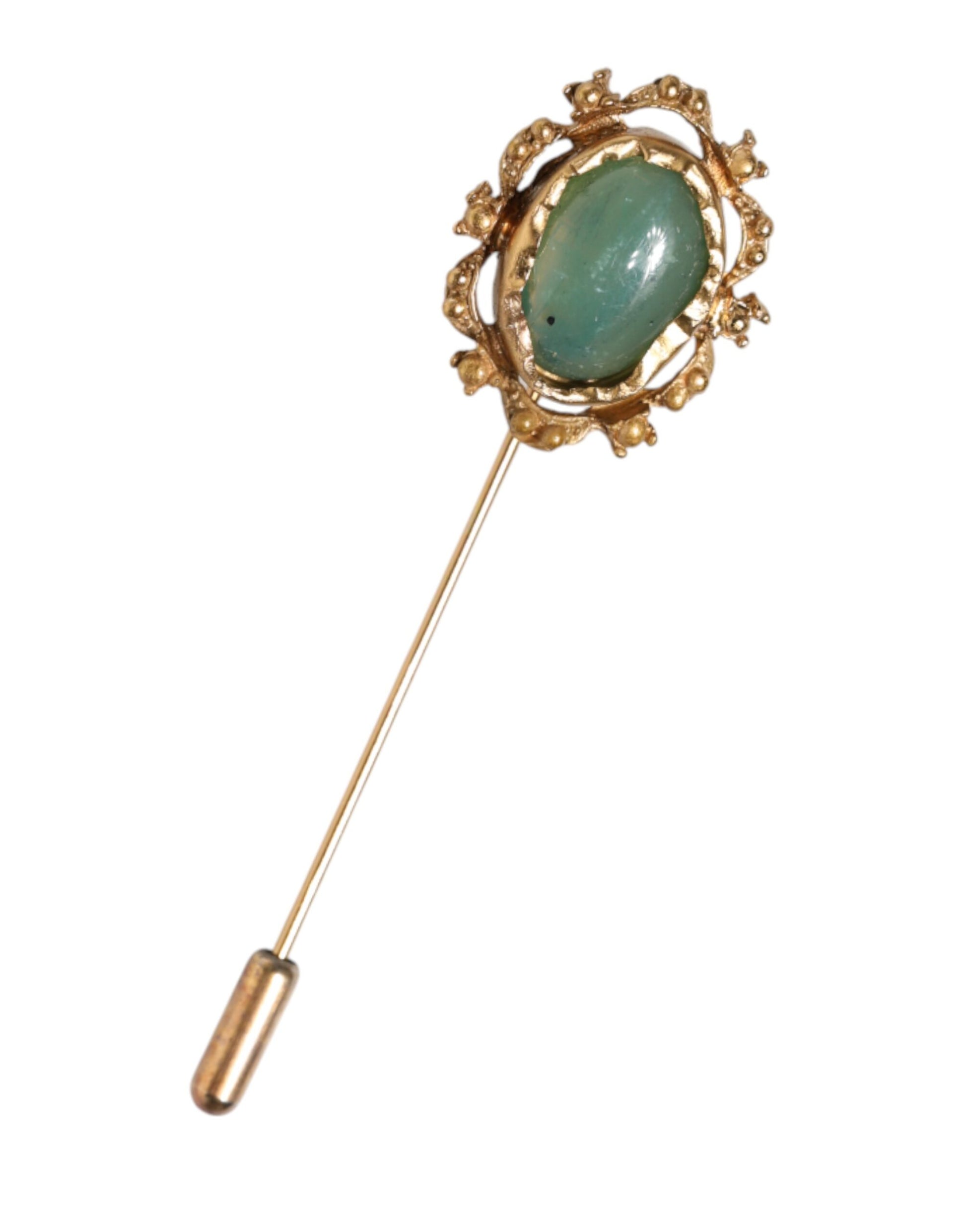 Dolce & Gabbana Gold Tone Green Stone Antique Brooch Pin
