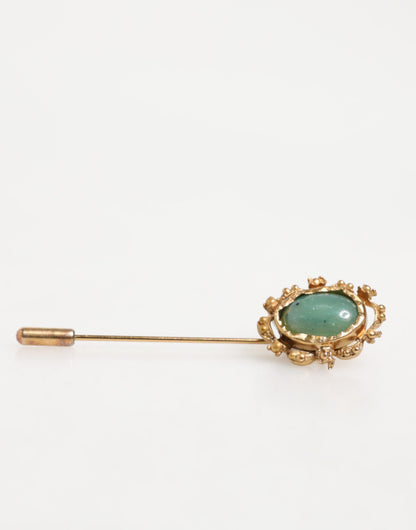 Dolce & Gabbana Gold Tone Green Stone Antique Brooch Pin