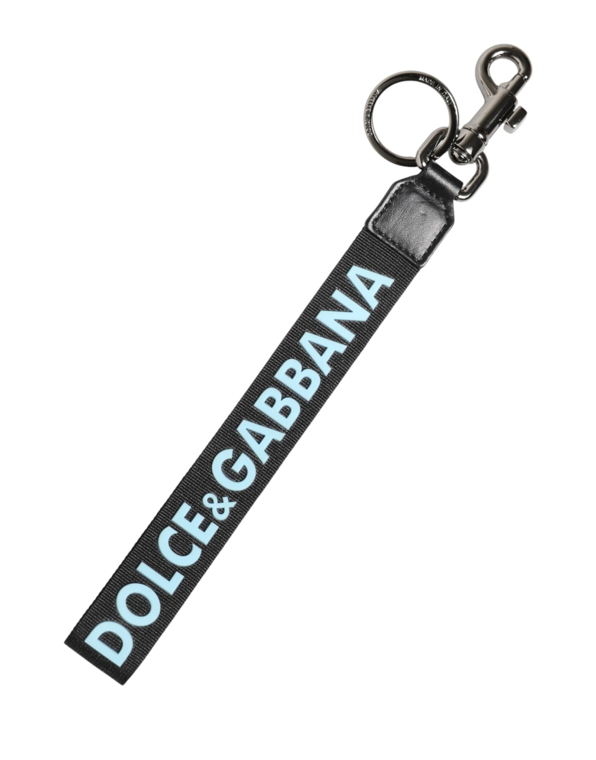 Dolce & Gabbana Black Blue Logo Keychain Holder