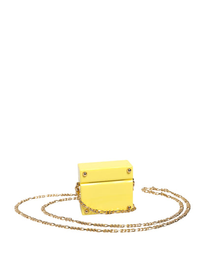 Dolce & Gabbana Yellow DG Logo Plaque Cover Gold Chain AirPods Case