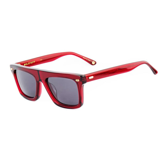 Belstaff Unisex Randford Sunglasses – Red Acetate Frame, Grey Lenses