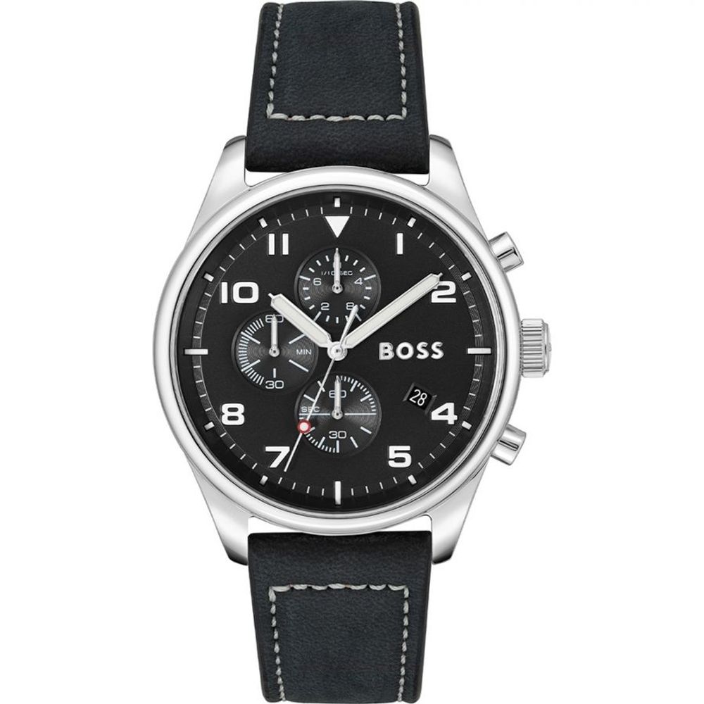 Hugo Boss Men’s Black Leather Dress Watch
