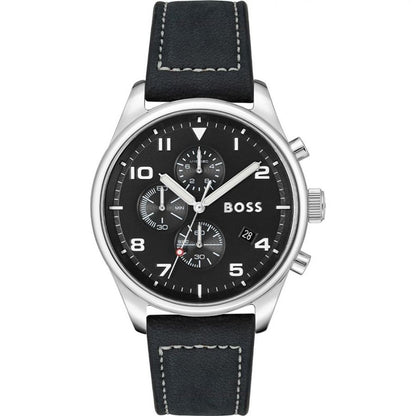 Hugo Boss Men’s Black Leather Dress Watch