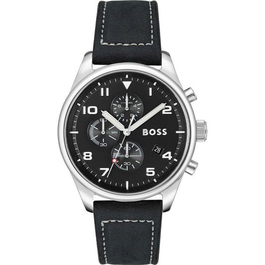 Hugo Boss Men’s Black Leather Dress Watch