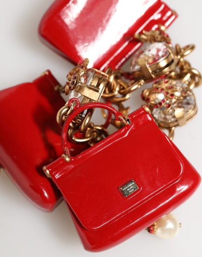 Dolce & Gabbana Gold Bronze Bag Embellished Crystals Accessory Bracelet