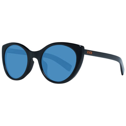 Ermenegildo Zegna Unisex Sunglasses – Black Square Frame, Blue Lenses
