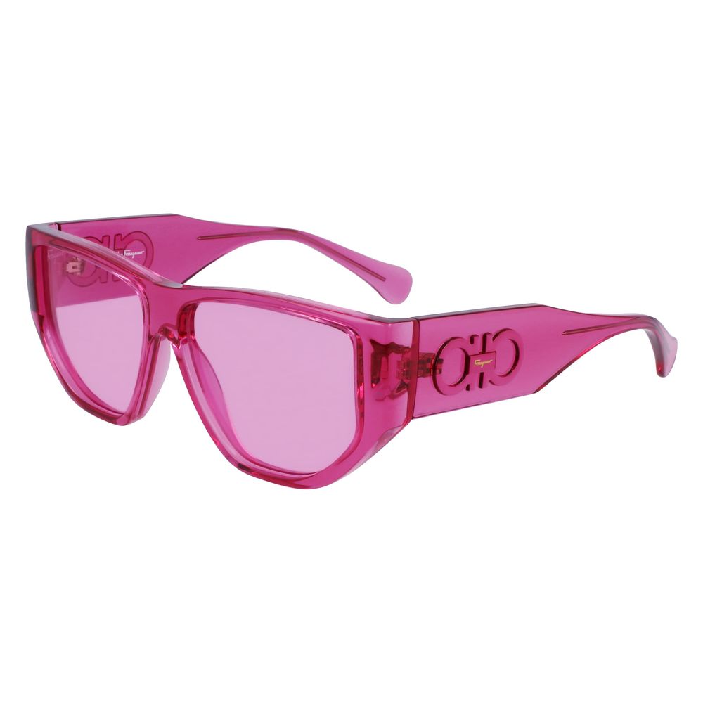 Ferragamo Unisex Sunglasses – Pink Injected Frame with Full UV Protection