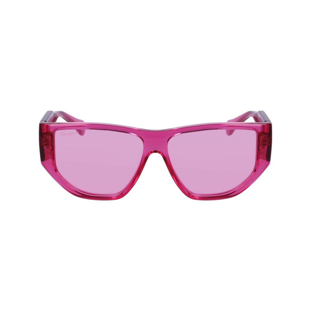 Ferragamo Unisex Sunglasses – Pink Injected Frame with Full UV Protection