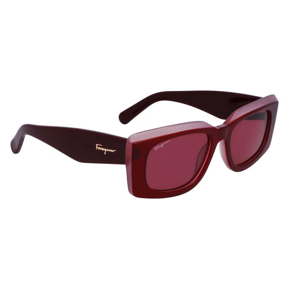 Ferragamo Women’s Sunglasses – Pink Acetate Frame, Red Lenses
