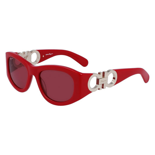 Ferragamo Women’s Sunglasses – Red Acetate Frame, 53mm Lenses