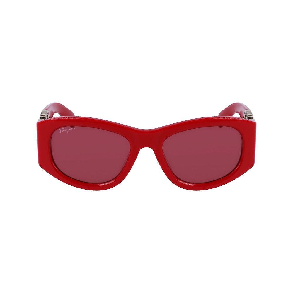 Ferragamo Women’s Sunglasses – Red Acetate Frame, 53mm Lenses