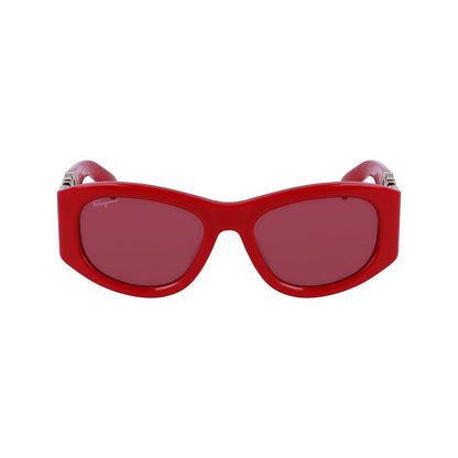 Ferragamo Women’s Sunglasses – Red Acetate Frame, 53mm Lenses