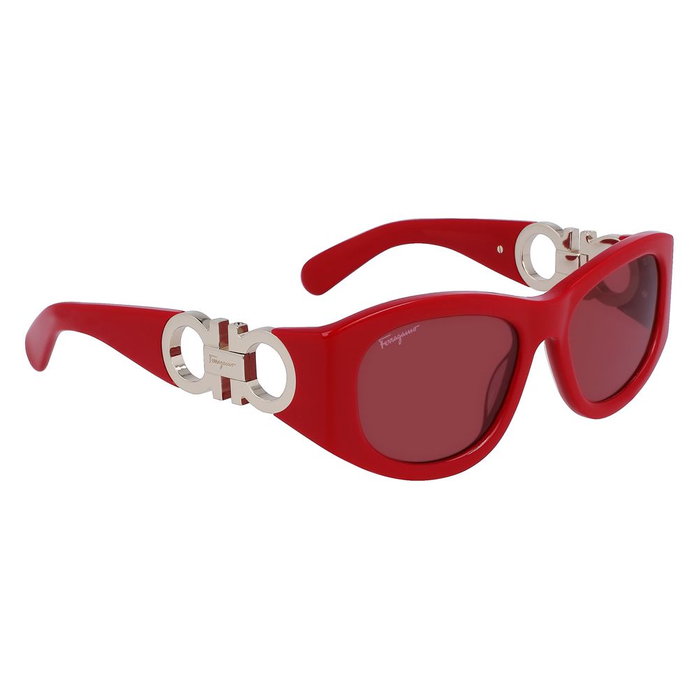 Ferragamo Women’s Sunglasses – Red Acetate Frame, 53mm Lenses
