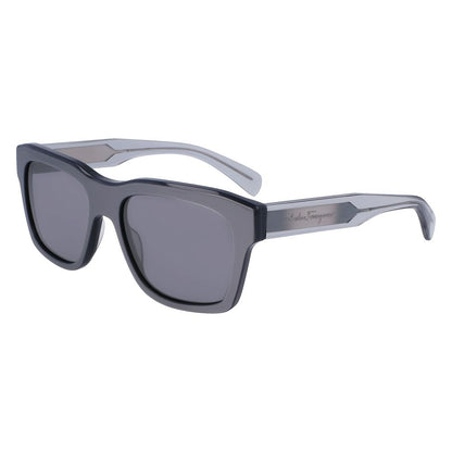 Ferragamo Men’s Sunglasses – Grey Acetate Frame, Sleek Lenses