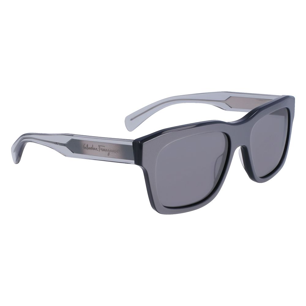 Ferragamo Men’s Sunglasses – Grey Acetate Frame, Sleek Lenses