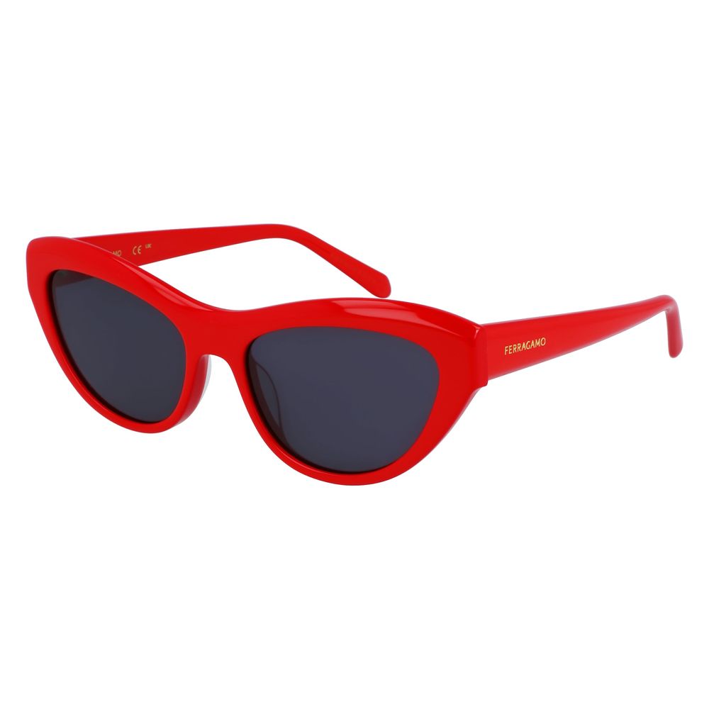Ferragamo Women’s Sunglasses – Red Acetate Frame, Grey Lenses