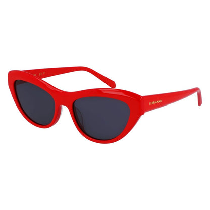Ferragamo Women’s Sunglasses – Red Acetate Frame, Grey Lenses