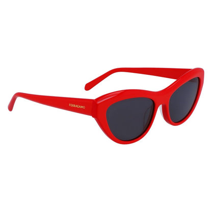 Ferragamo Women’s Sunglasses – Red Acetate Frame, Grey Lenses