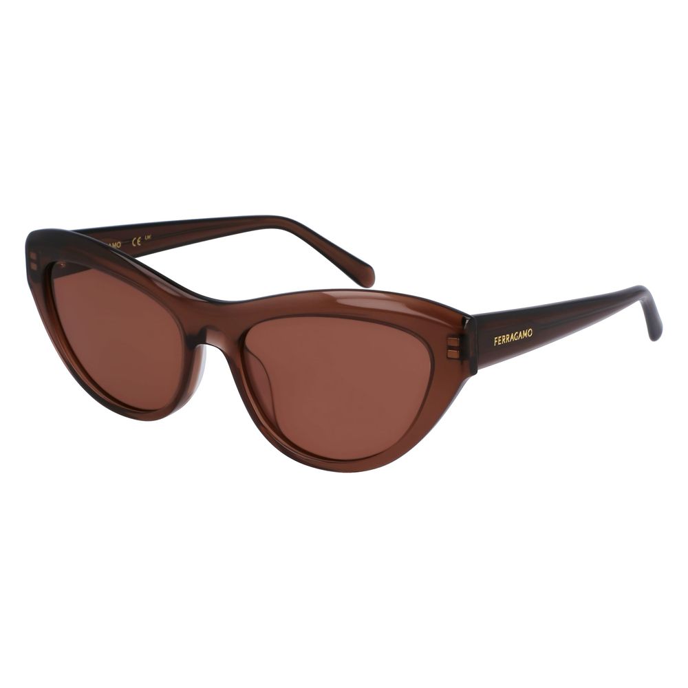 Ferragamo Women’s Sunglasses – Brown Acetate Frame with Lenses