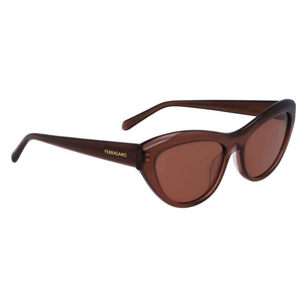 Ferragamo Women’s Sunglasses – Brown Acetate Frame with Lenses