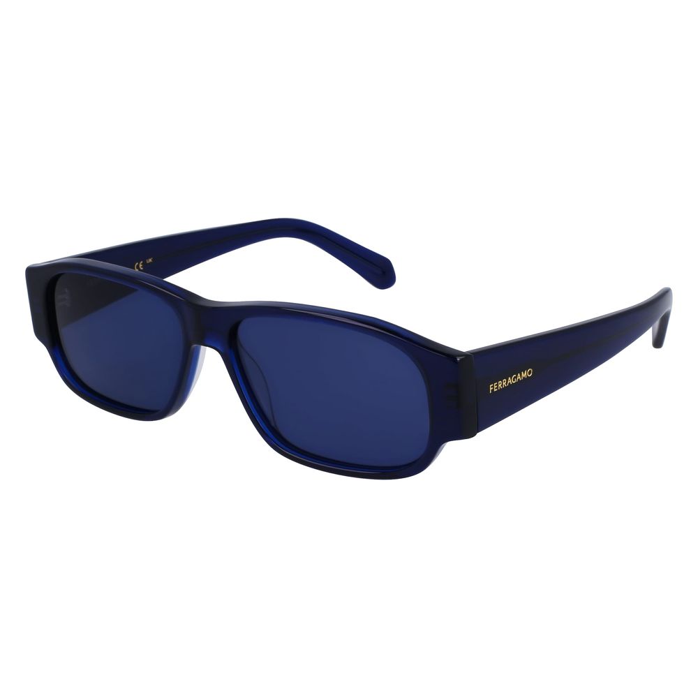 Ferragamo Men’s Sunglasses – Blue Acetate Frame with UV Protection