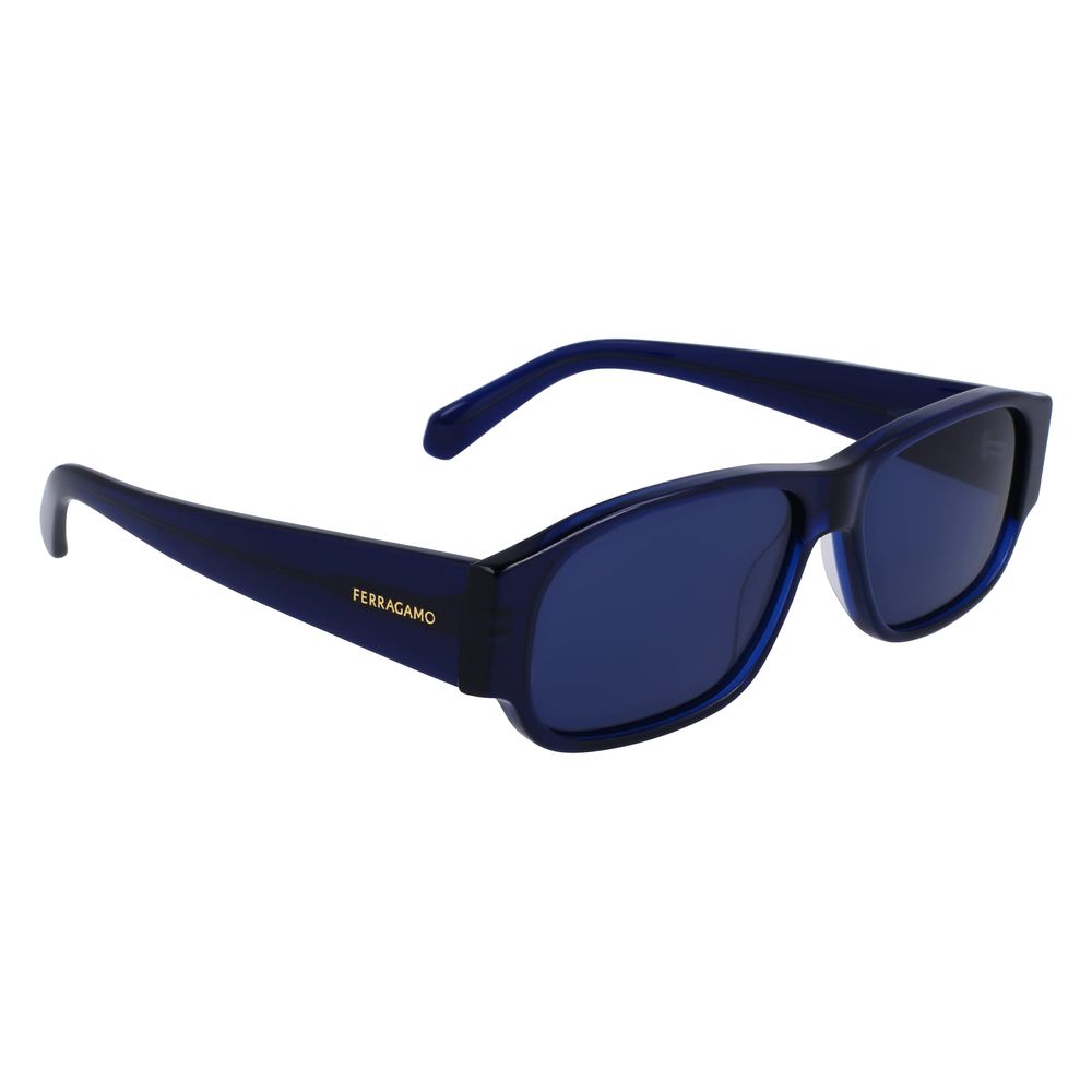Ferragamo Men’s Sunglasses – Blue Acetate Frame with UV Protection