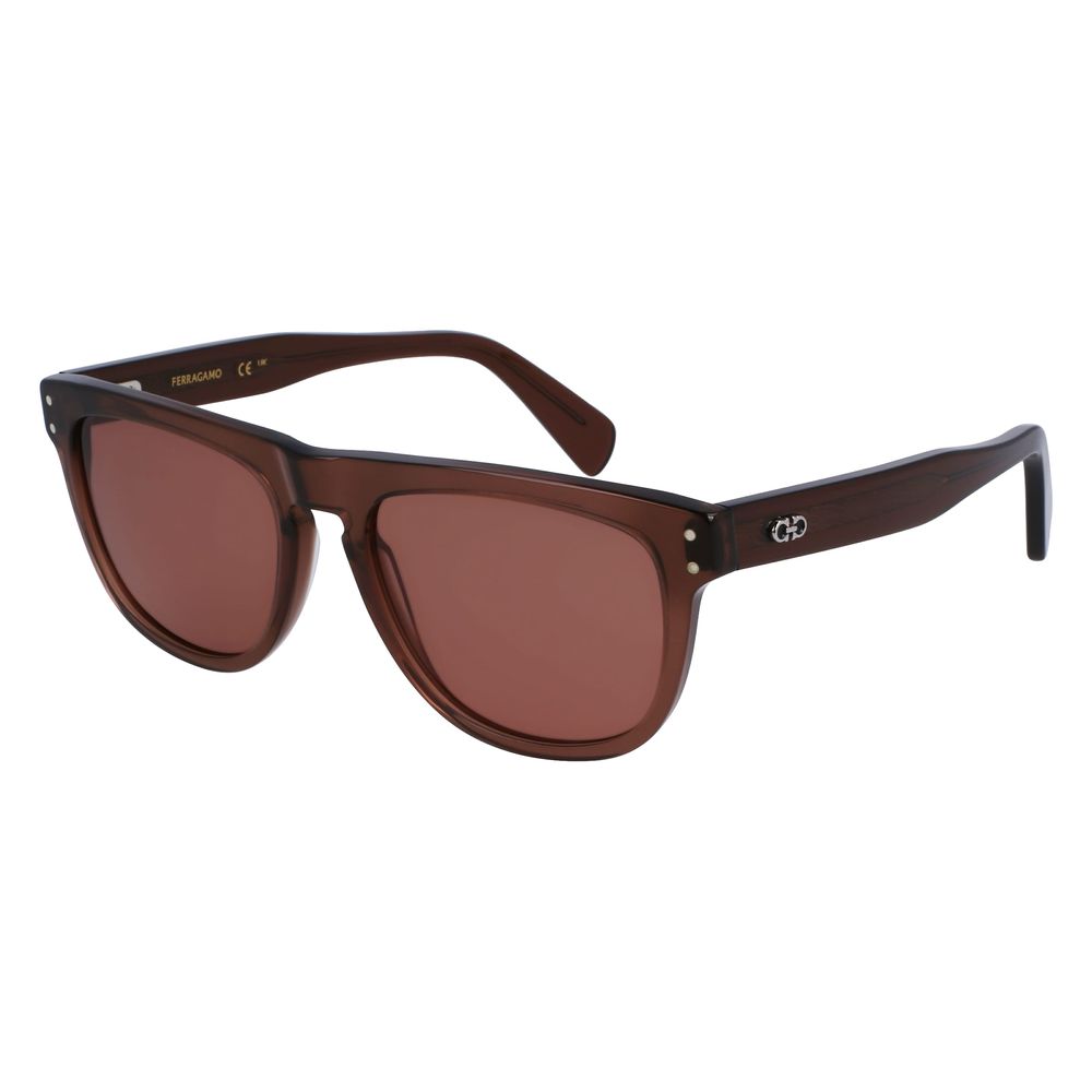 Ferragamo Men’s Sunglasses – Brown Acetate Frame with Dark Lenses