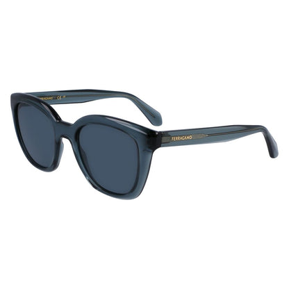 Ferragamo Women’s Sunglasses – Blue Injected Frame, Stylish Lenses