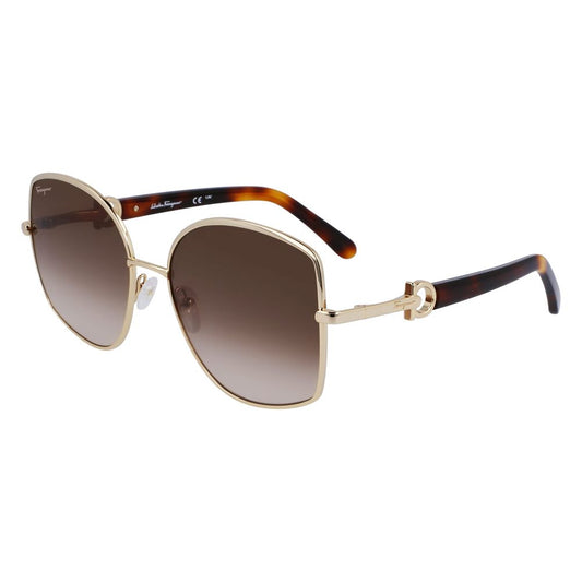 Ferragamo Women’s Sunglasses – Golden Metal Frame, Yellow Lenses