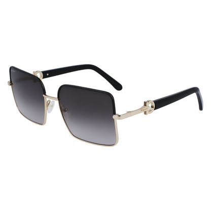 Ferragamo Women’s Sunglasses – Golden Metal Frame, Yellow Lenses