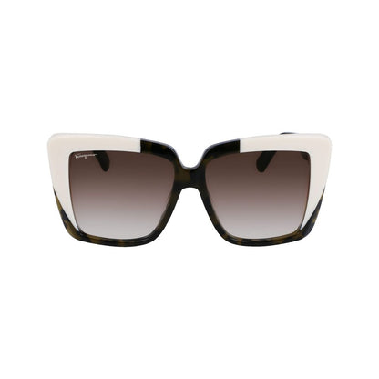 Ferragamo Women’s Sunglasses – Green Acetate Frame, Green Lenses