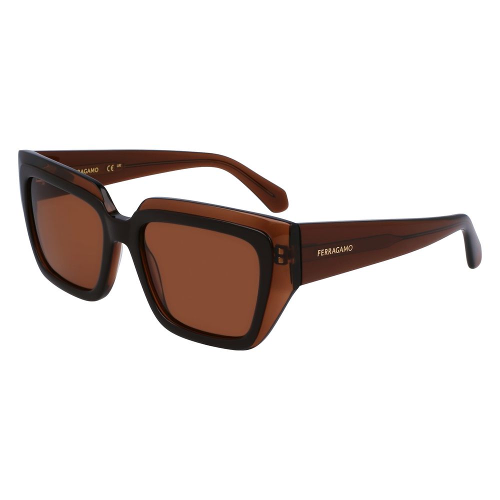Ferragamo Women’s Sunglasses – Brown Acetate Frame with Brown Lenses