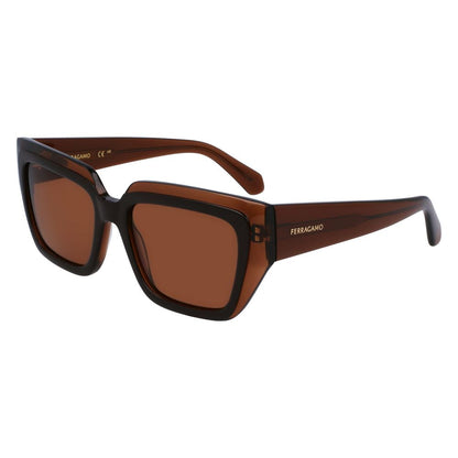 Ferragamo Women’s Sunglasses – Brown Acetate Frame with Brown Lenses