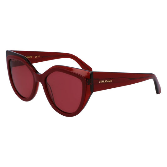 Ferragamo Women’s Sunglasses – Red Acetate Frame with Dark Lenses