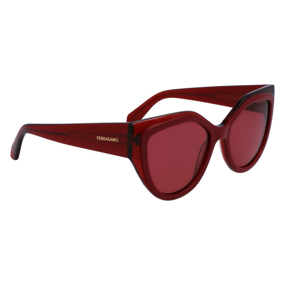 Ferragamo Women’s Sunglasses – Red Acetate Frame with Dark Lenses