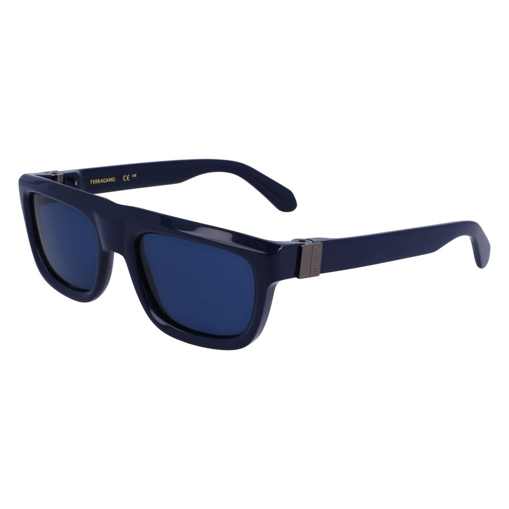 Ferragamo Men's Sunglasses – Blue Acetate Frame, Grey Lenses