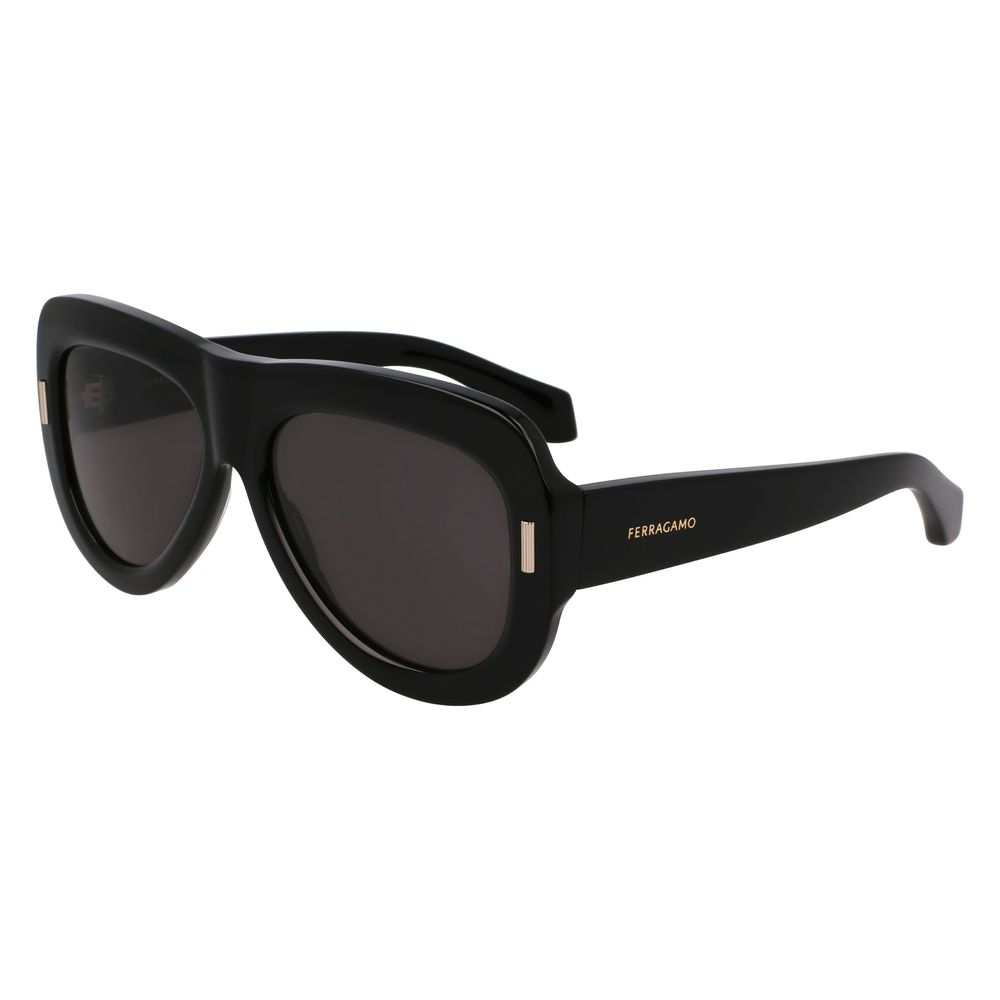 Ferragamo Women’s Sunglasses – Black Acetate Frame with Large Lenses