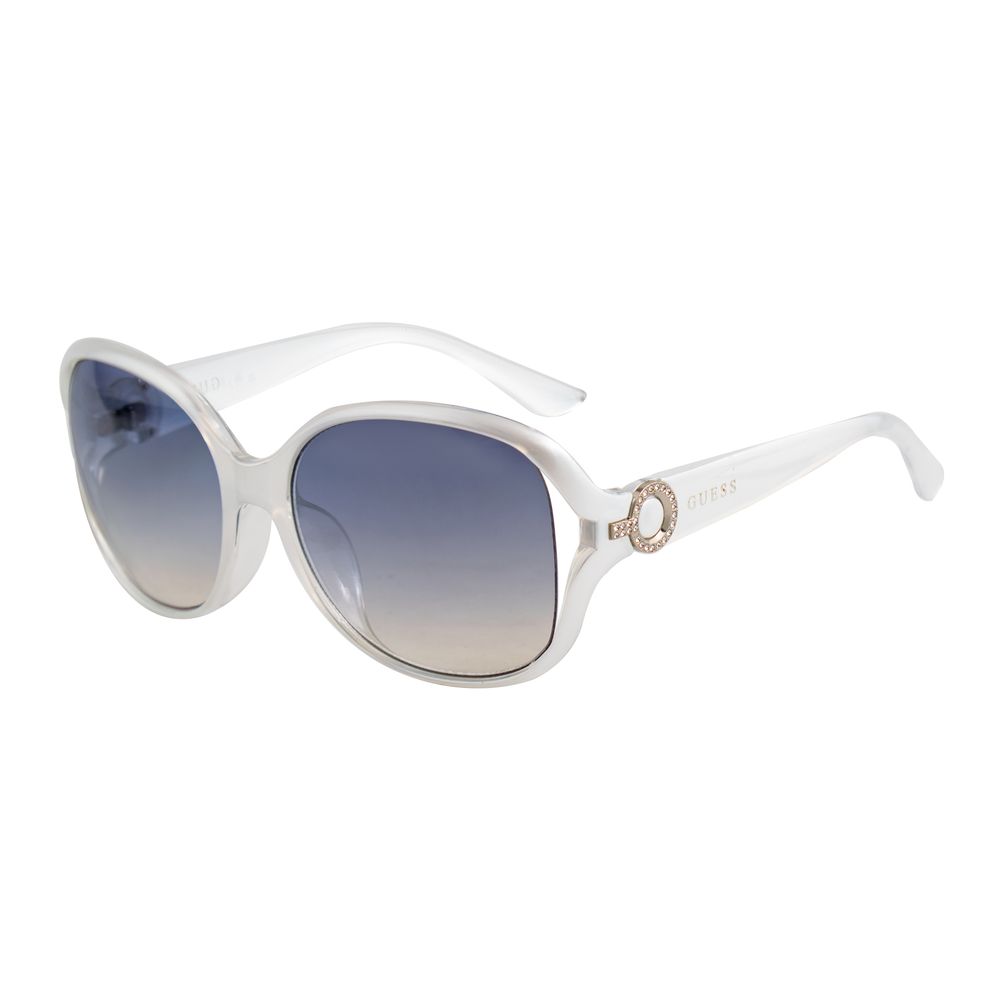 Guess Women’s Sunglasses – White Full-Rim Frame, Blue Lenses