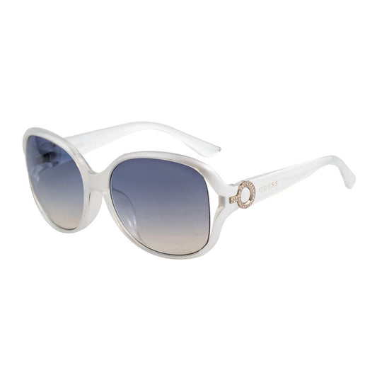 Guess Women’s Sunglasses – White Full-Rim Frame, Blue Lenses