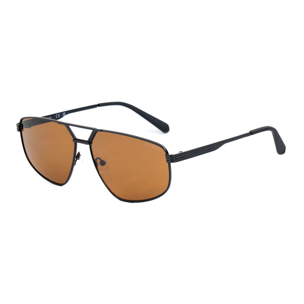 Guess Men’s Black Metal Sunglasses – Brown Lenses
