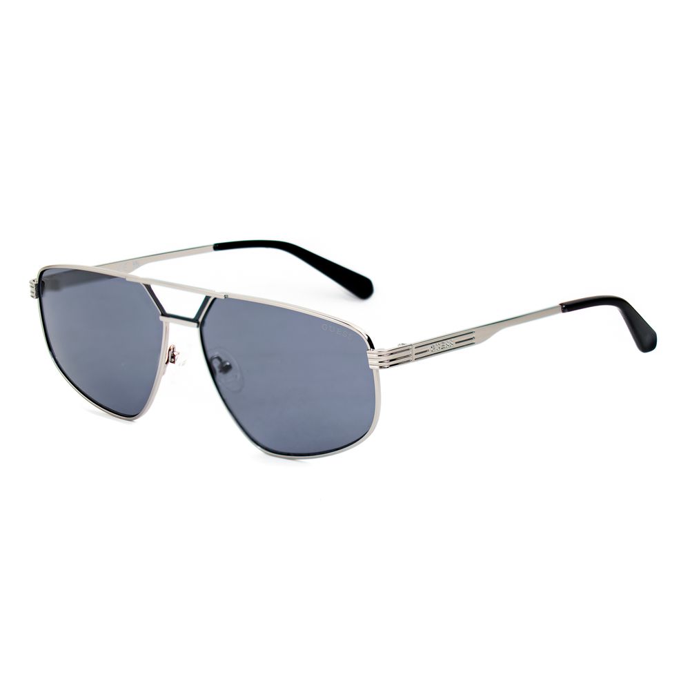 Guess Men’s Sunglasses – Grey Metal Frame, Blue Lenses