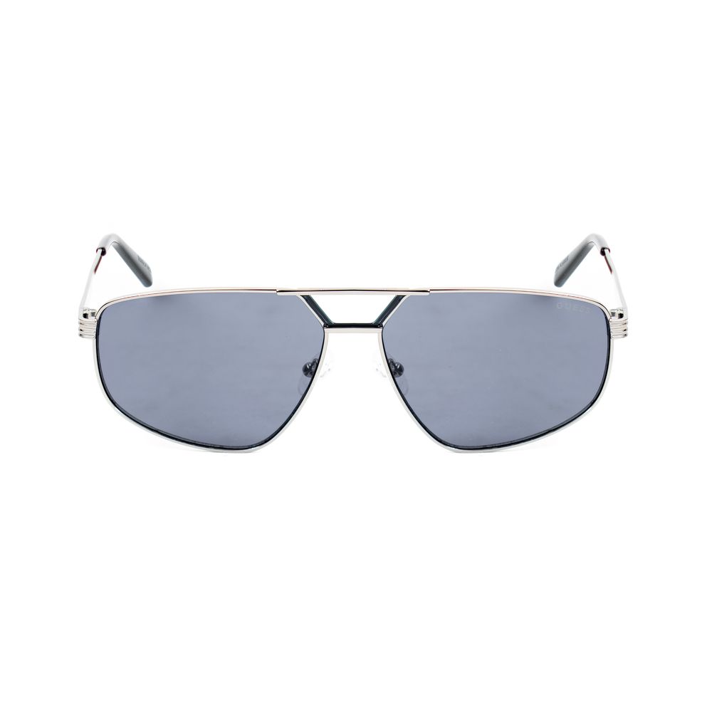 Guess Men’s Sunglasses – Grey Metal Frame, Blue Lenses