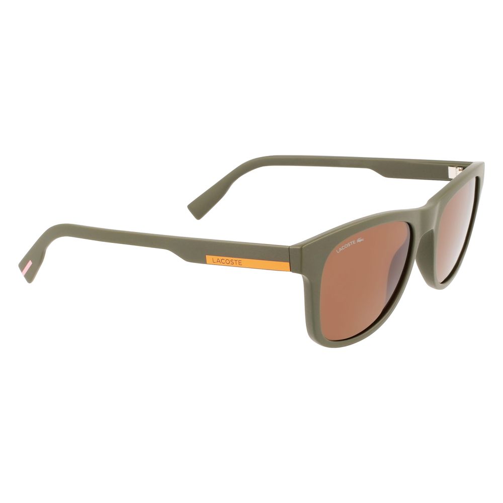 Lacoste Unisex Sunglasses – Brown Injected Frame, Green Lenses