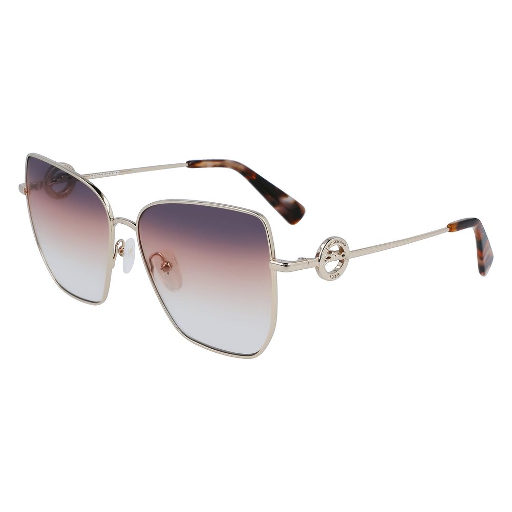 Longchamp Women’s Sunglasses – Golden Metal Frame, Yellow Gradient Lenses