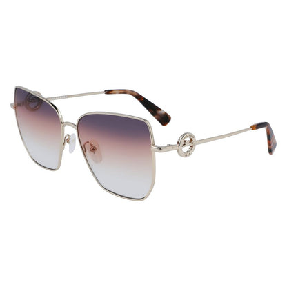 Longchamp Women’s Sunglasses – Golden Metal Frame, Yellow Gradient Lenses